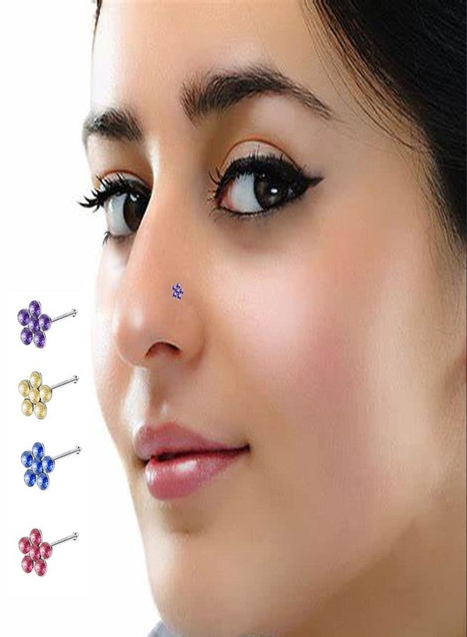 ANDGING 20G Nose Studs Flower I Shaped 20pcs Nose Rings Stud Tragus Piercing Jewelry Lip Earring Cartilage Studs Ear Nose Piercing kit Surgical Stainless Steel 2.0mm - Image 3